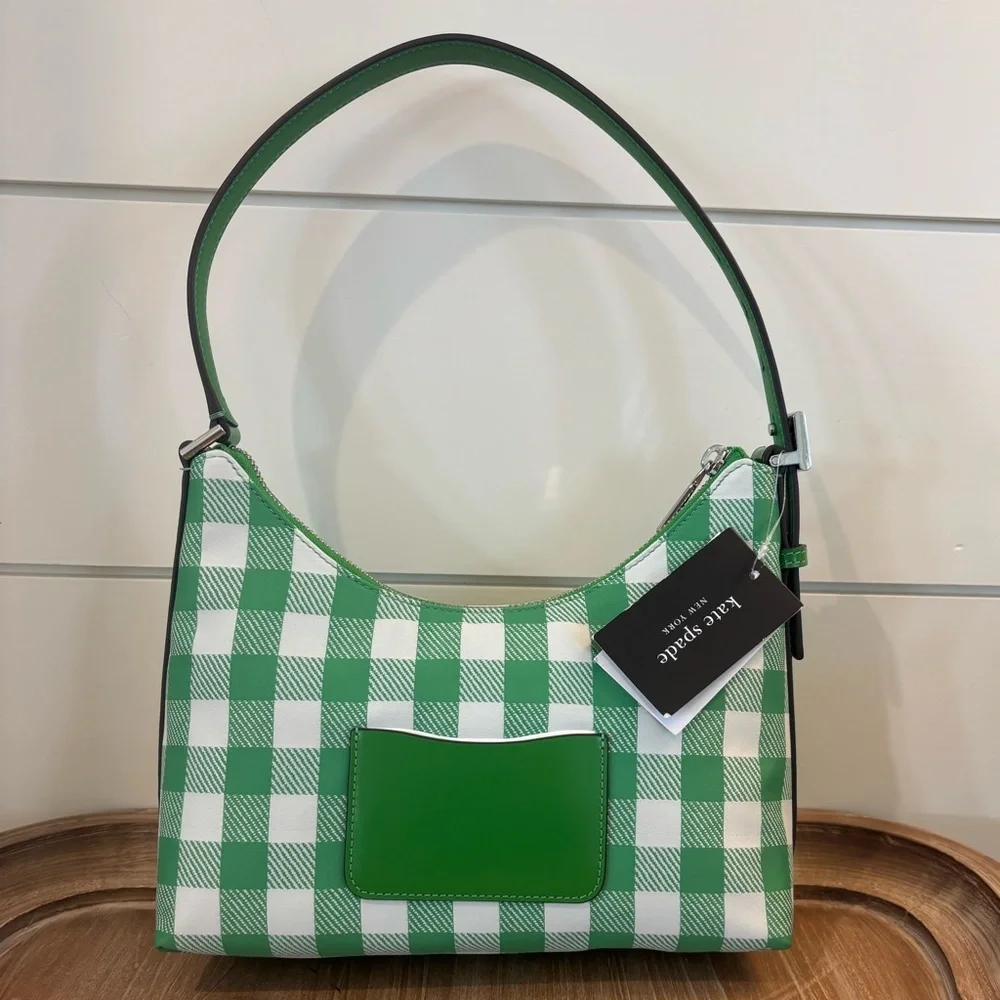 Kate Spade Sam Icon Gingham Printed Fabric Small Shoulder Bag NWT - Picture 10 of 14